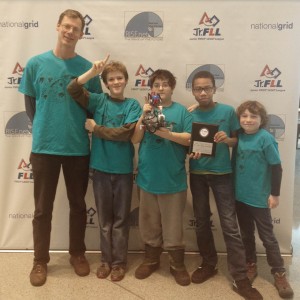 Caption: The Nathan Bishop/Mt. Hope Learning Center robotics team are, from left: Coach Bob Bozikowski, Duke Bozikowski, Nick Rose, Messiah Lafortune, Ian Dyer and Jeremy Satlow (not pictured).